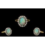 Antique Period - Attractive 18ct Gold Opal and Diamond Set Ring.