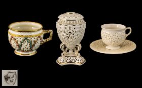 Royal China Works Worcester - Grainger & Co Collection of Small Reticulated Porcelain Pieces.