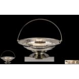 George V Fine Quality Sterling Silver Swing Handle - Footed Fruit Bowl of Pleasing Proportions and