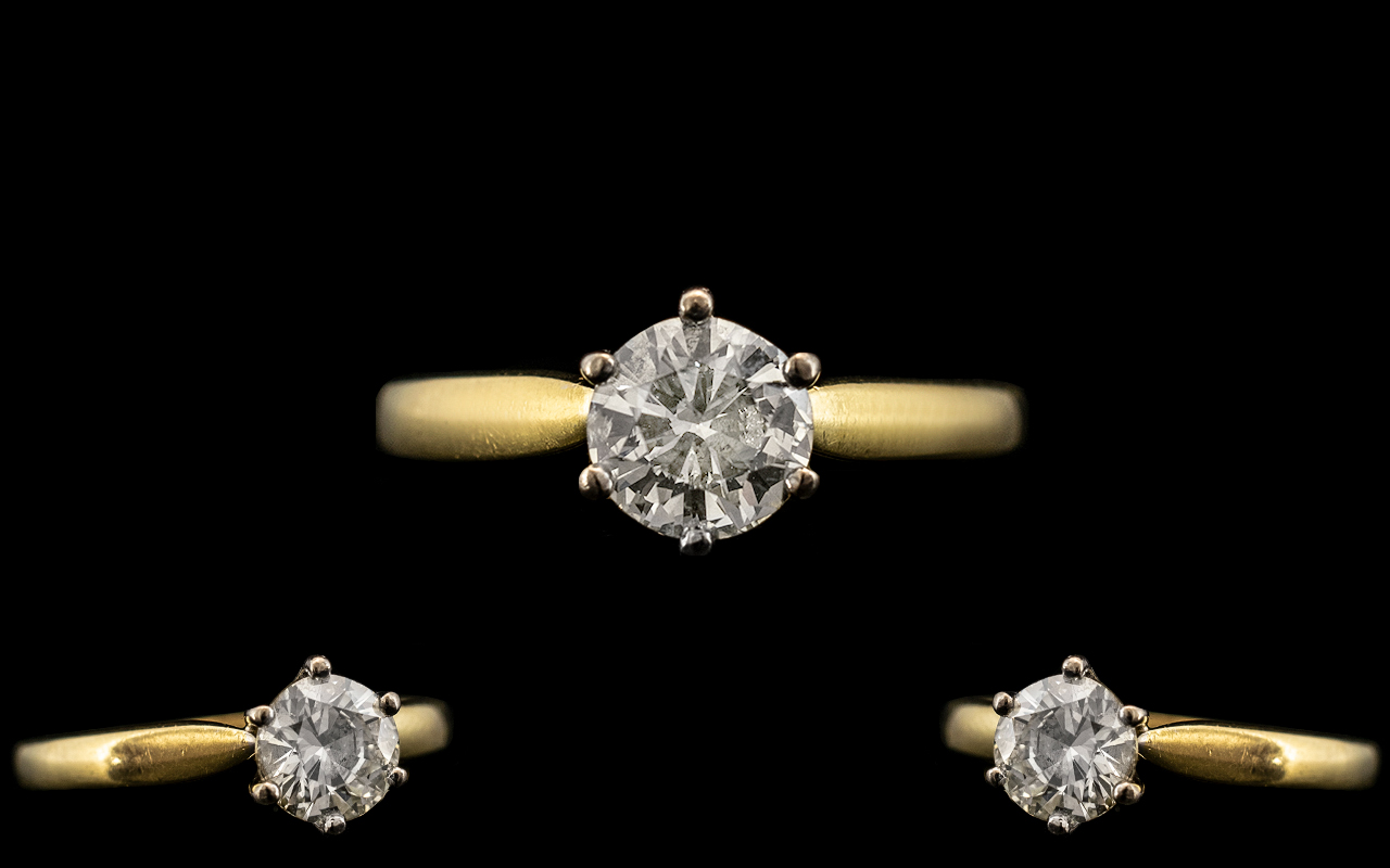 18ct Gold and Platinum Single Stone Diamond Ring. Full Hallmark for 750 - 18ct.