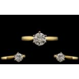 18ct Gold and Platinum Single Stone Diamond Ring. Full Hallmark for 750 - 18ct.