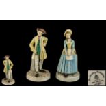 Royal Worcester Hand Painted Pair of Porcelain Figures - The Hadley Collection ' The Gallant '