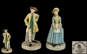 Royal Worcester Hand Painted Pair of Porcelain Figures - The Hadley Collection ' The Gallant '