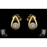 Ladies - Fine Pair of Excellent Quality and Attractive 18ct Yellow Gold Diamond Set Earrings.