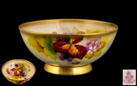 Royal Worcester Hand Painted Large Fruits and Leafs Footed Bowl, Signed Kitty Blake and Dated 1935.