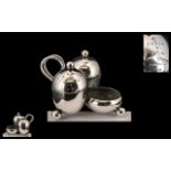 Vintage Christopher Dresser Design for Elkington & Co. Silver Plated Cruet Set. Some loss of