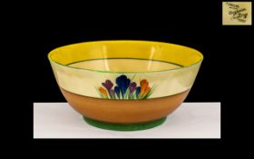 Clarice Cliff Hand Painted Footed Bowl ' Crocus ' Pattern. Date 1929 - Bizarre Range. 3 Inches - 7.