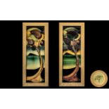Moorcroft Pair of Contemporary Tube lined Framed Panels ( Wall Plaques ) by Moorcroft Art Studio '