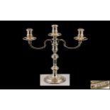 Elizabeth II Sterling Silver 3 Branch Candelabra of Pleasing Proportions and Design.