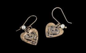 Art Noveavu Silver Earrings. Lovely Art Nouveau Design. Good Quality Hallmark for Silver.