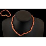 Coral Necklace and Matching Bracelet. Both Lovely Colour and Of Good Quality.