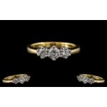 18ct Gold - Superb Quality Ladies 3 Stone Diamond Set Ring. Full Hallmark for 18ct - 750.