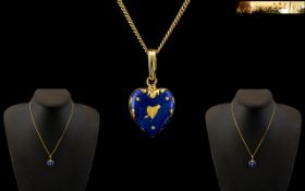 Faberge - Superb Ltd and Numbered Edition 18ct Gold and Blue Enamel Heart Shaped Pendant,