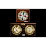 Two Reproduction Maritime Wall Clock with a double plaque with clock and barometer.