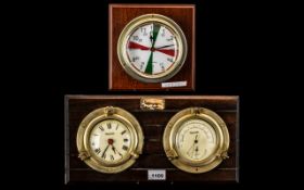 Two Reproduction Maritime Wall Clock with a double plaque with clock and barometer.