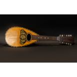 Italian Antique Mandolin with an Inlaid Rosewood Case with Ivory Inserts - without strings and