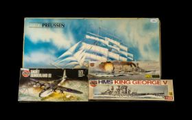 Three Airfix and a Heller Models to include one point 150 Preussen Gallion,