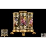 Samson 19th Century French Hand Painted Triple Flower Footed Vase,