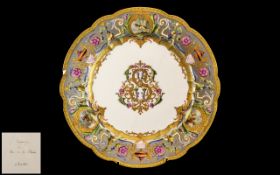 Sevres 18th Century Quality Hand Painted Porcelain Cabinet Plate with Exquisite Hand Painted Enamel