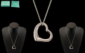 Tiffany & Co Signed Large Sterling Silver Heart Pendant,