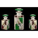 French Antique Square Shaped Jacob Pittie Paris Porcelain Perfume Bottle with Stopper of Large Size,