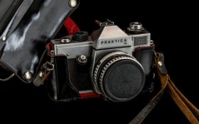 Vintage Pentacon Camera - Pratica, In Original Patent Leather Case.