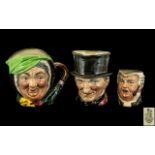 Royal Doulton Trio of Hand Painted Character Jugs. Comprises 1/ Sairey Gamp D5451.