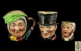 Royal Doulton Trio of Hand Painted Character Jugs. Comprises 1/ Sairey Gamp D5451.