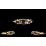 Edwardian Period - Attractive 18ct Gold Blue Sapphire and Diamond Set Ring,