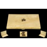 Antique Ivory Indian Cigarette Case of Large Size, with a Silver Gilt Elephant Crest,