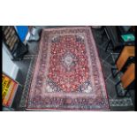 A Genuine Excellent Quality Red Ground Persian Kashan Carpet/Rug with a traditional floral Kashan