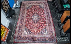 A Genuine Excellent Quality Red Ground Persian Kashan Carpet/Rug with a traditional floral Kashan