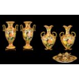 A Collection of Royal Worcester Style Pottery to include two pairs of Urns/Vases.