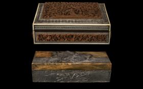 Two Antique Boxes. Anglo-Indian hinged box, highly decorated throughout, measures 8.5'' x 6'',