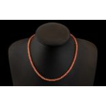 Vintage Coral Necklace. Great Colour and Well Matched. 16 Inches. Please See Photo.