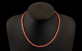 Vintage Coral Necklace. Great Colour and Well Matched. 16 Inches. Please See Photo.