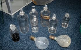 Antique Poison Bottles + Others, Lots of Bottles with Stoppers, Along with very Large Chemistry