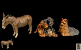 Beswick Hand Painted Dog Figures. Comprises 1/ Yorkshire Terrier, Model Num 1944. Designer A.