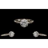 Art Deco Period - Ladies Attractive 18ct White Gold and Platinum Set Single Stone Diamond Ring. c.