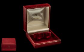 Omega Box Lined In Red Velvet. 10 by 10 cms. Please See Photo.