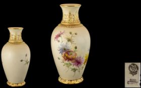 Royal China Works Grainger & Co Excellent Quality Hand Painted Blush Ivory Vase,