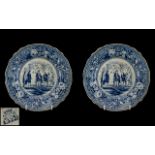 Jones and Son Staffordshire Scarce Pair of Very Fine Quality Blue and White Printed Plates.