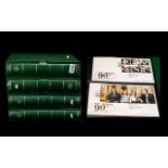 Four green Leuchtern Kabe stamp albums with more modern first day covers with many coil, strip and