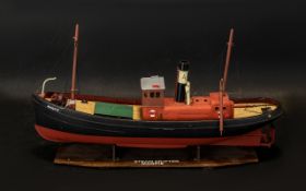 Model Boat Magpie Steam Drifter on plinth. Comes with associated remote control .