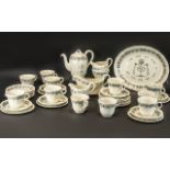 Royal Cauldon Passover Ware Black Litho circa 1950's 44 pieces tea set for 12 people. To include, 12