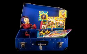 Noddy Memorabilia - Blue Hard Shell Suitcase of Noddy Items, comprising Noddy toy in flying