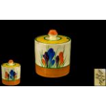 Clarice Cliff Hand Painted Lidded Preserve Pot ' Crocus ' Pattern. Date 1929.