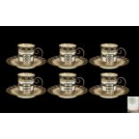 Aynsley and Walker Hall Superb Set of Six Aynsley Hand Painted Coffee Cans and Saucers with Walker