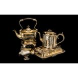 Four Pieces Of Silver Plated Ware Comprising A Spirit Kettle, Teapot,