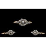 Antique Period - Attractive 18ct Gold and Platinum Set Diamond Dress Ring of Pleasing Design.